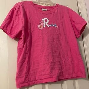 Women’s pink tshirt with tropical design-size xxl